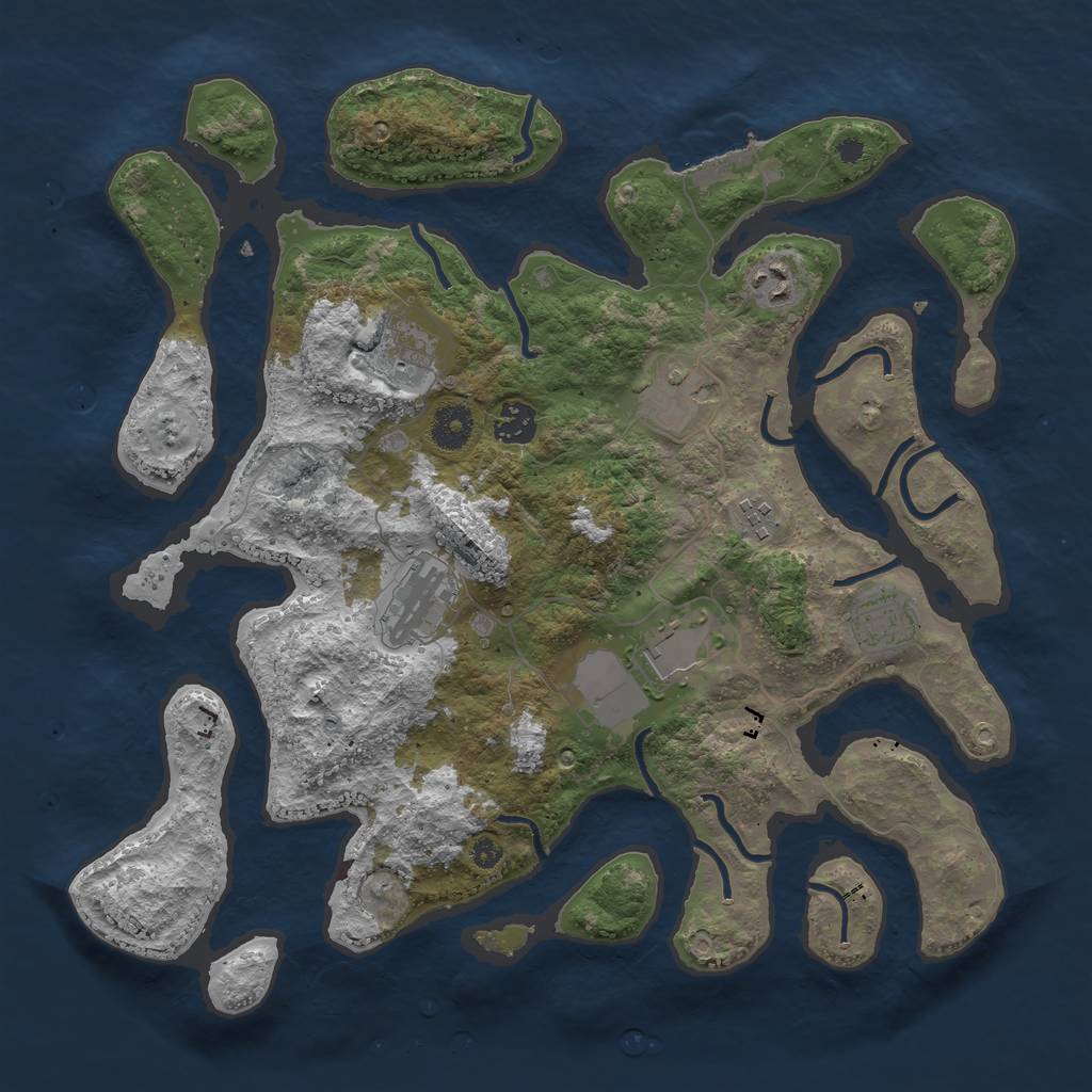 Rust Map: Procedural Map, Size: 3750, Seed: 1532929214, 11 Monuments