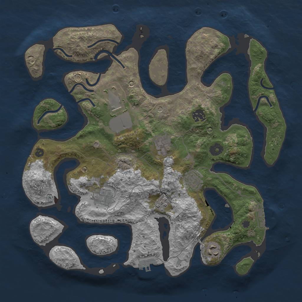 Rust Map: Procedural Map, Size: 3500, Seed: 999476601, 12 Monuments