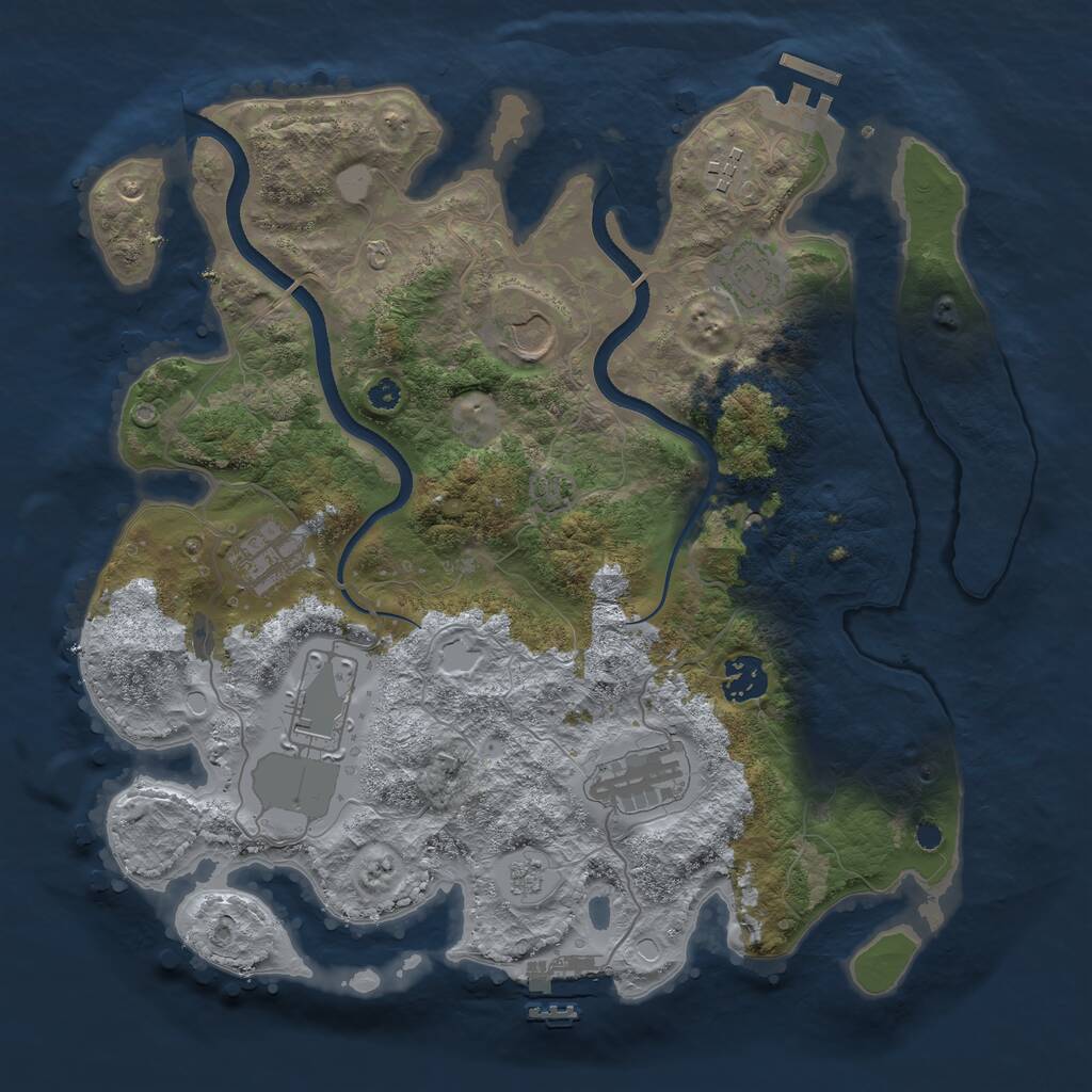 Rust Map: Procedural Map, Size: 3500, Seed: 999476601, 13 Monuments