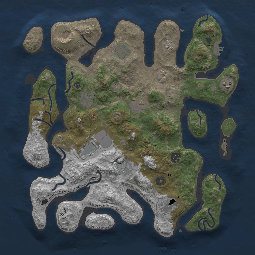 Rust Map: Procedural Map, Size: 3750, Seed: 587128537, 14 Monuments