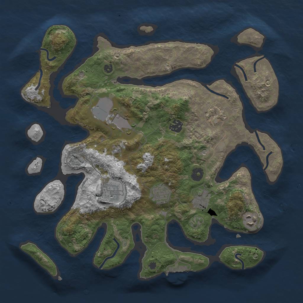 Rust Map: Procedural Map, Size: 3500, Seed: 18432, 11 Monuments