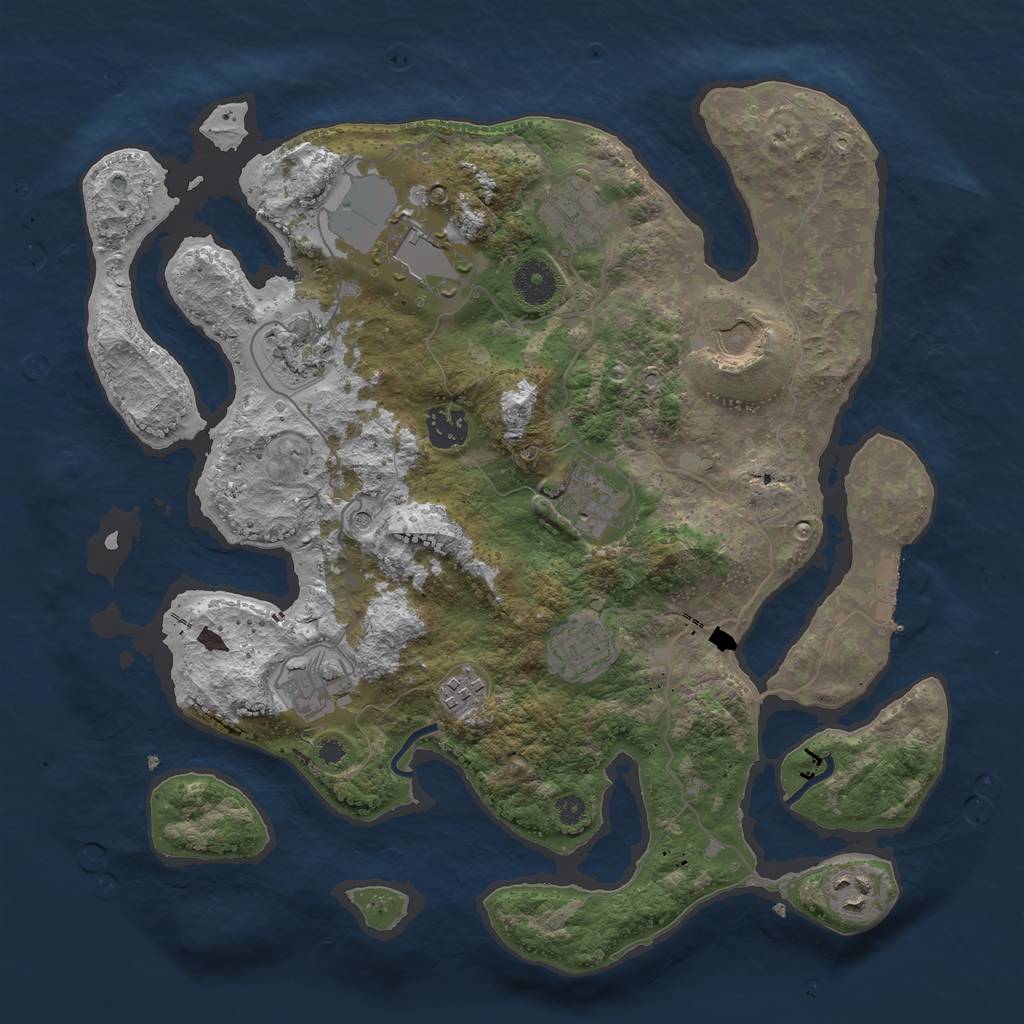 Rust Map: Procedural Map, Size: 3600, Seed: 2372273, 14 Monuments
