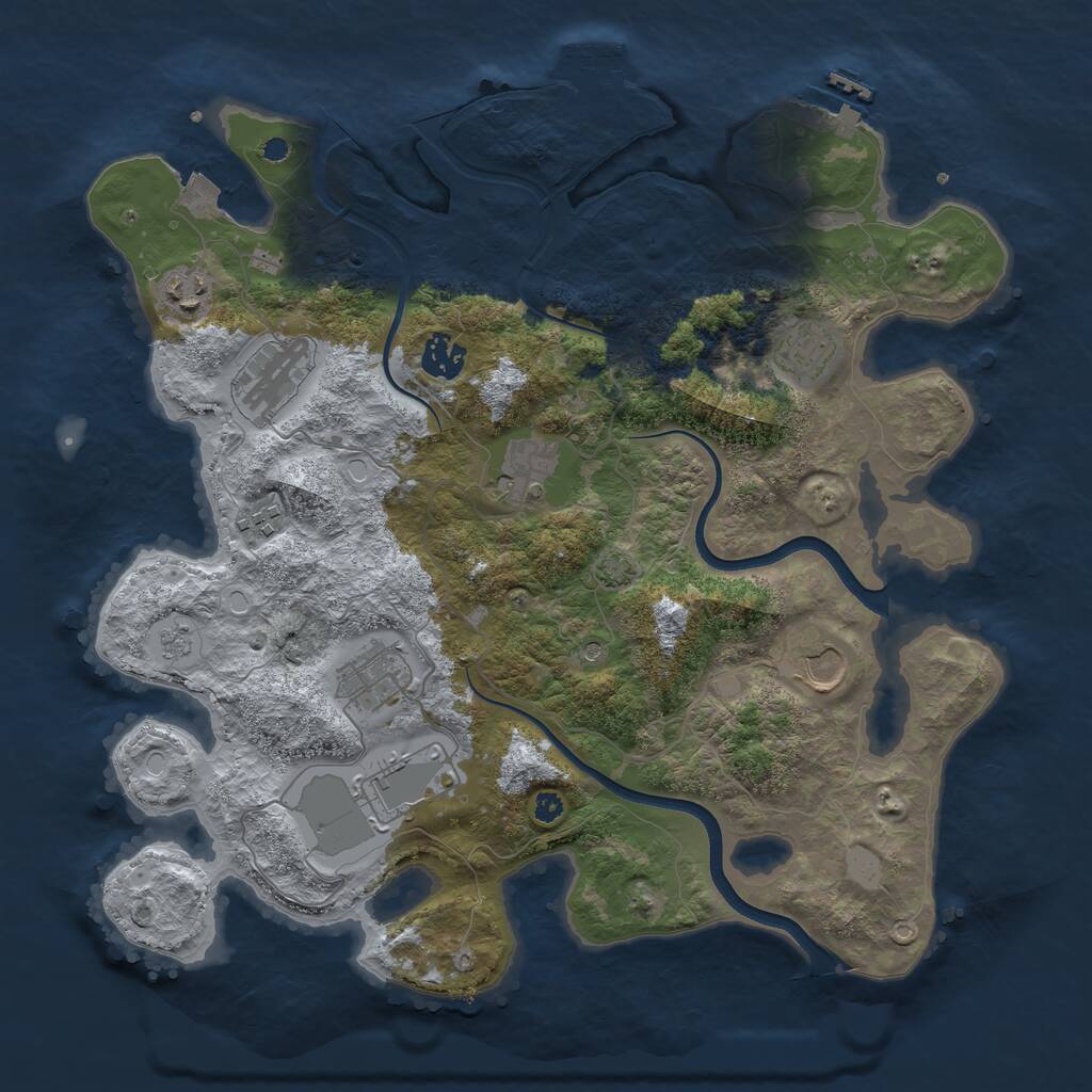 Rust Map: Procedural Map, Size: 3700, Seed: 1300886816, 15 Monuments