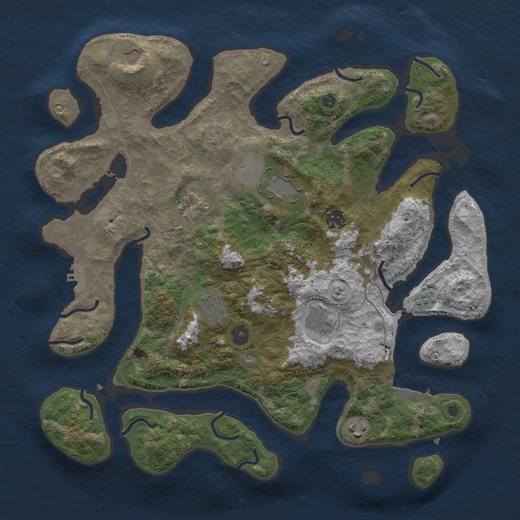 Rust Map: Procedural Map, Size: 4000, Seed: 529182639, 13 Monuments