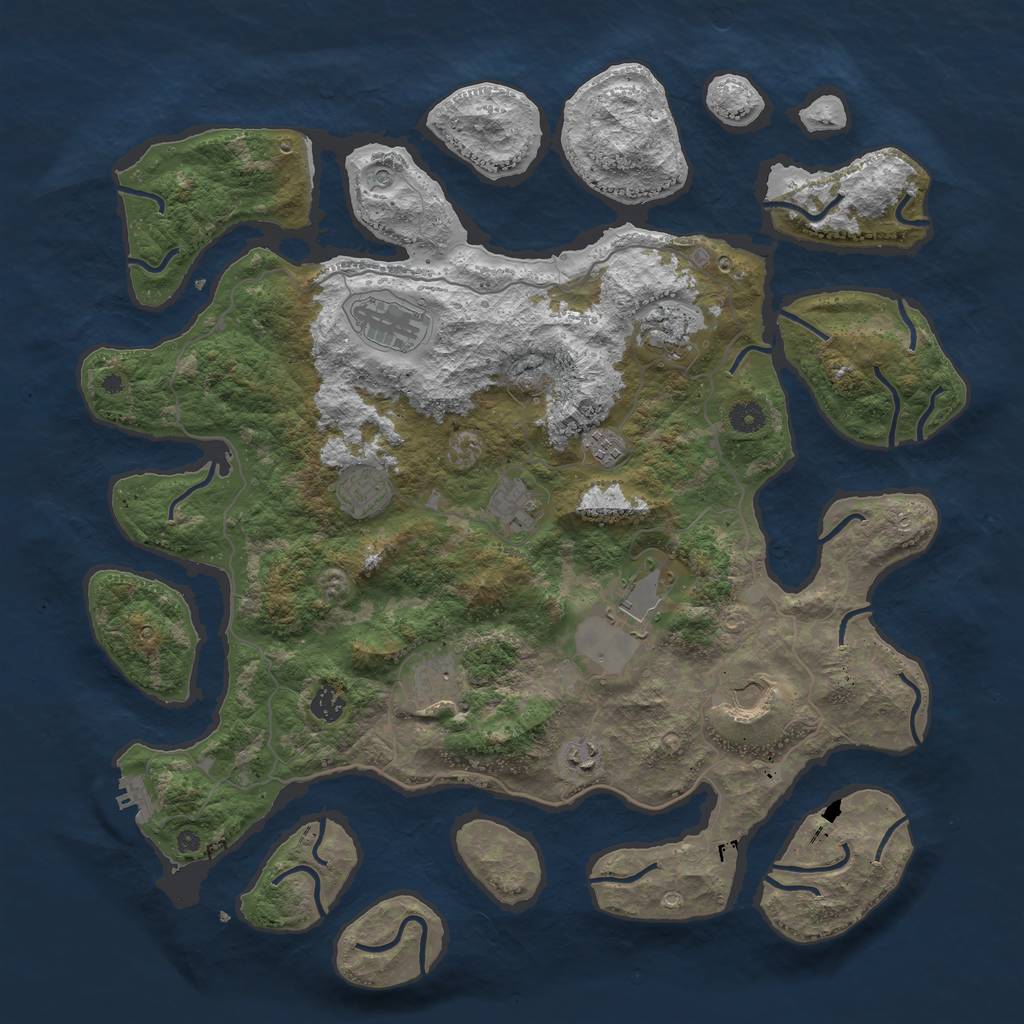 Rust Map: Procedural Map, Size: 4500, Seed: 219876543, 14 Monuments