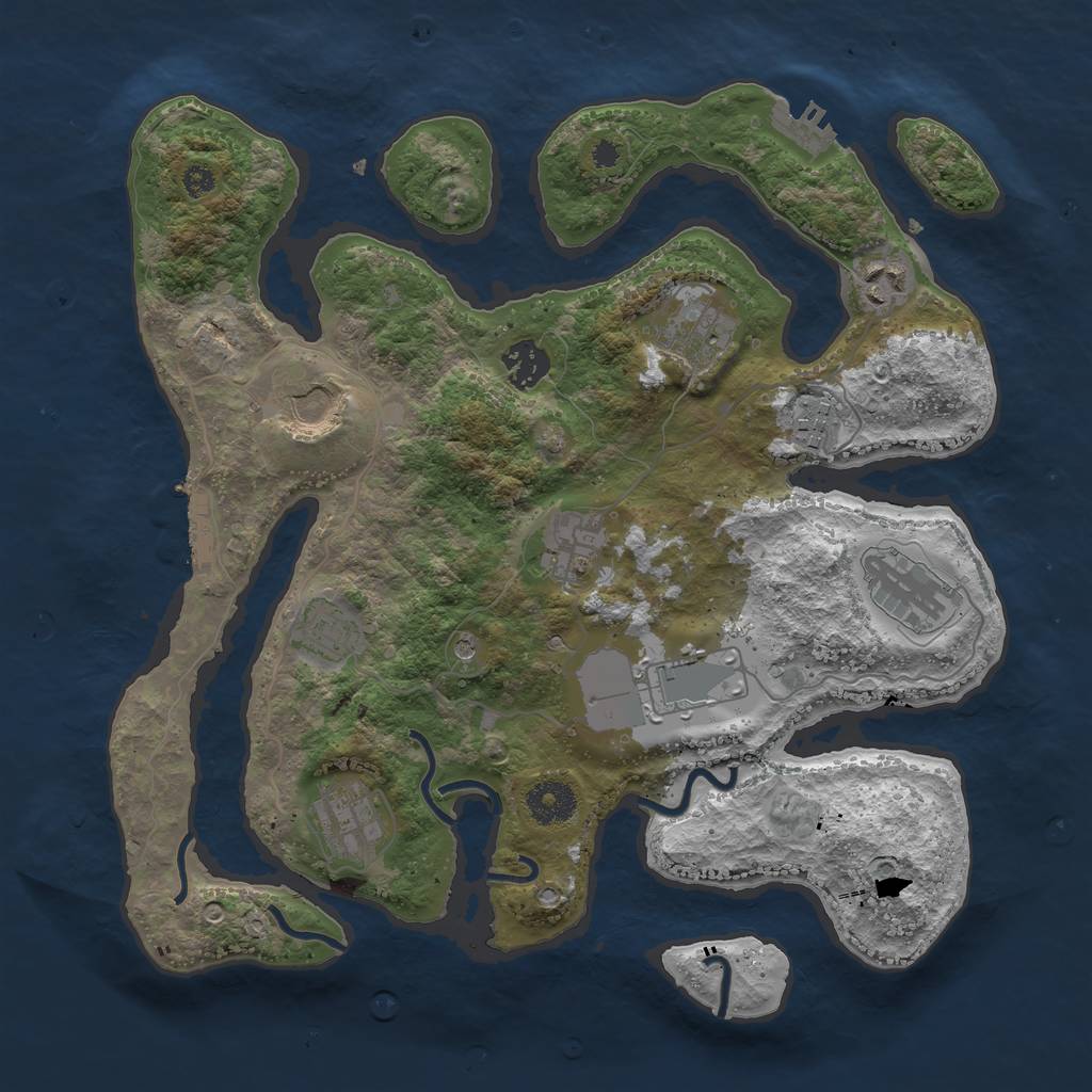 Rust Map: Procedural Map, Size: 3500, Seed: 12499653, 15 Monuments