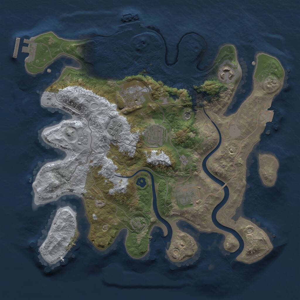 Rust Map: Procedural Map, Size: 3000, Seed: 912268, 11 Monuments