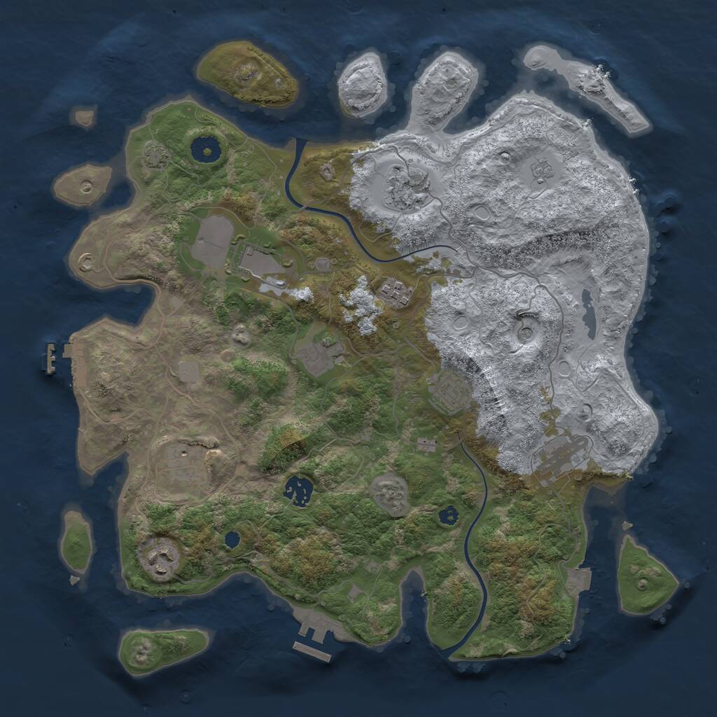 Rust Map: Procedural Map, Size: 3700, Seed: 215352764, 15 Monuments