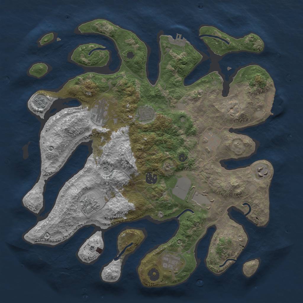 Rust Map: Procedural Map, Size: 3750, Seed: 14619, 14 Monuments