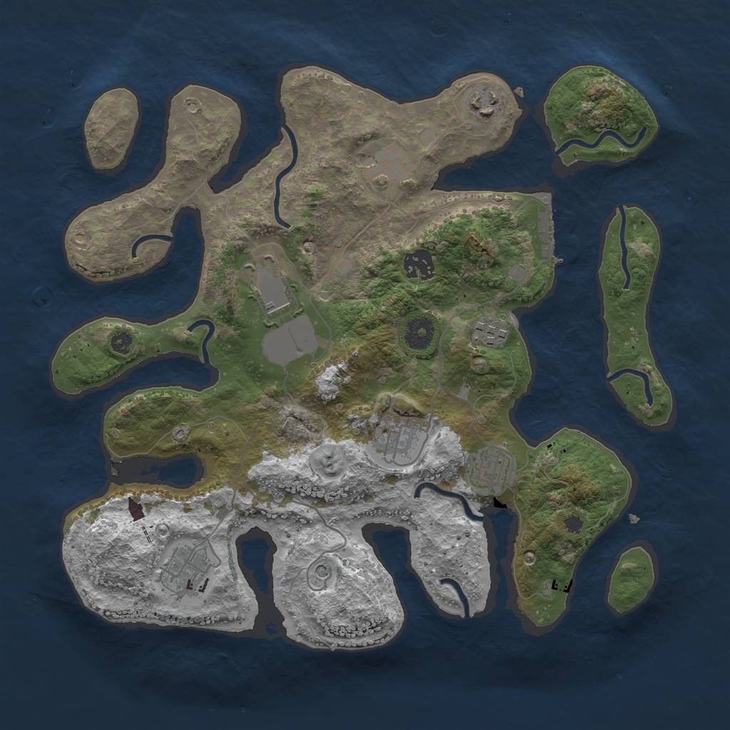 Rust Map: Procedural Map, Size: 3500, Seed: 3000250, 12 Monuments