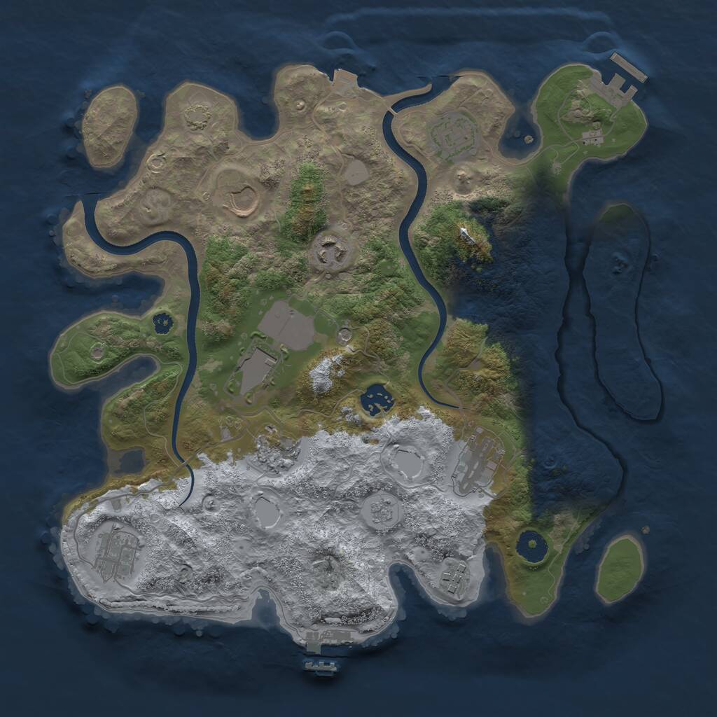 Rust Map: Procedural Map, Size: 3500, Seed: 3000250, 15 Monuments