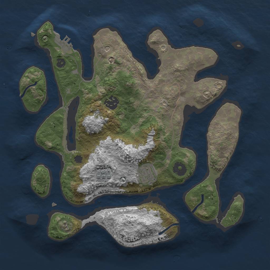 Rust Map: Procedural Map, Size: 3000, Seed: 1119709545, 7 Monuments