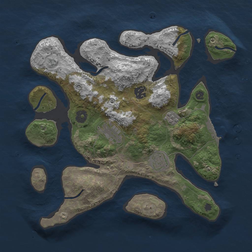 Rust Map: Procedural Map, Size: 3000, Seed: 57468, 7 Monuments