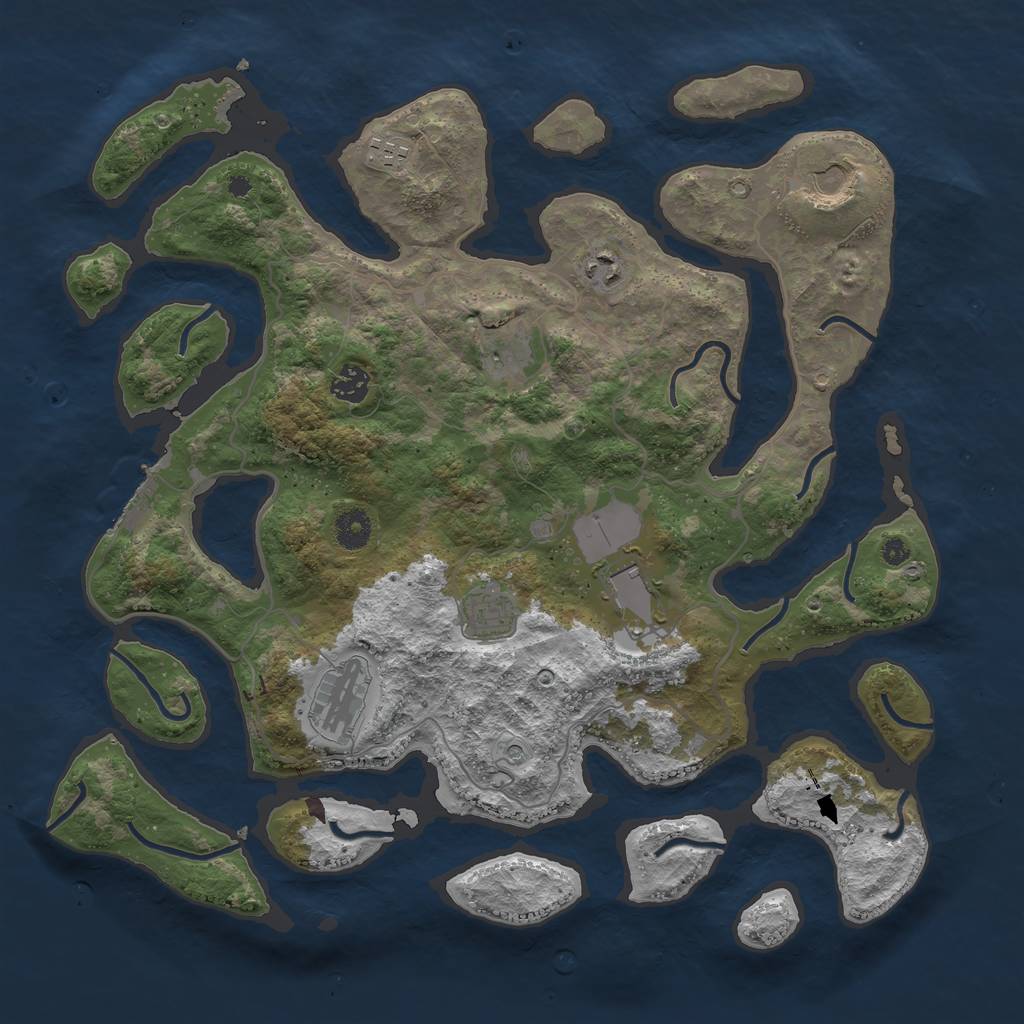 Rust Map: Procedural Map, Size: 4000, Seed: 52542, 12 Monuments