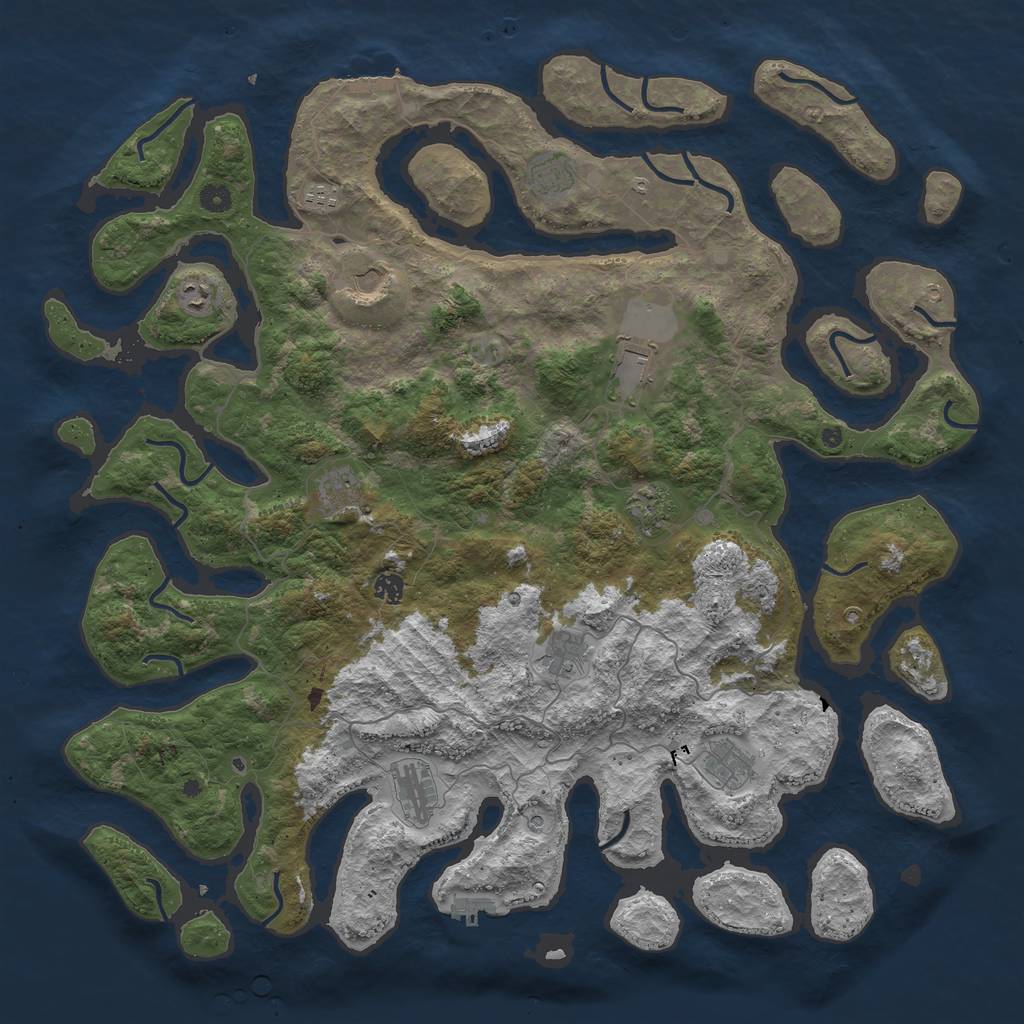 Rust Map: Procedural Map, Size: 5000, Seed: 355, 16 Monuments