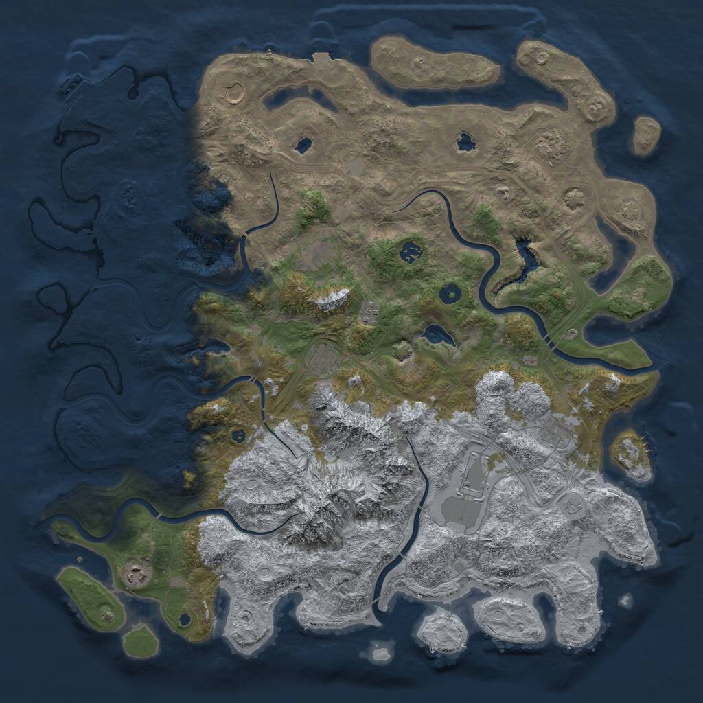 Rust Map: Procedural Map, Size: 5000, Seed: 355, 14 Monuments