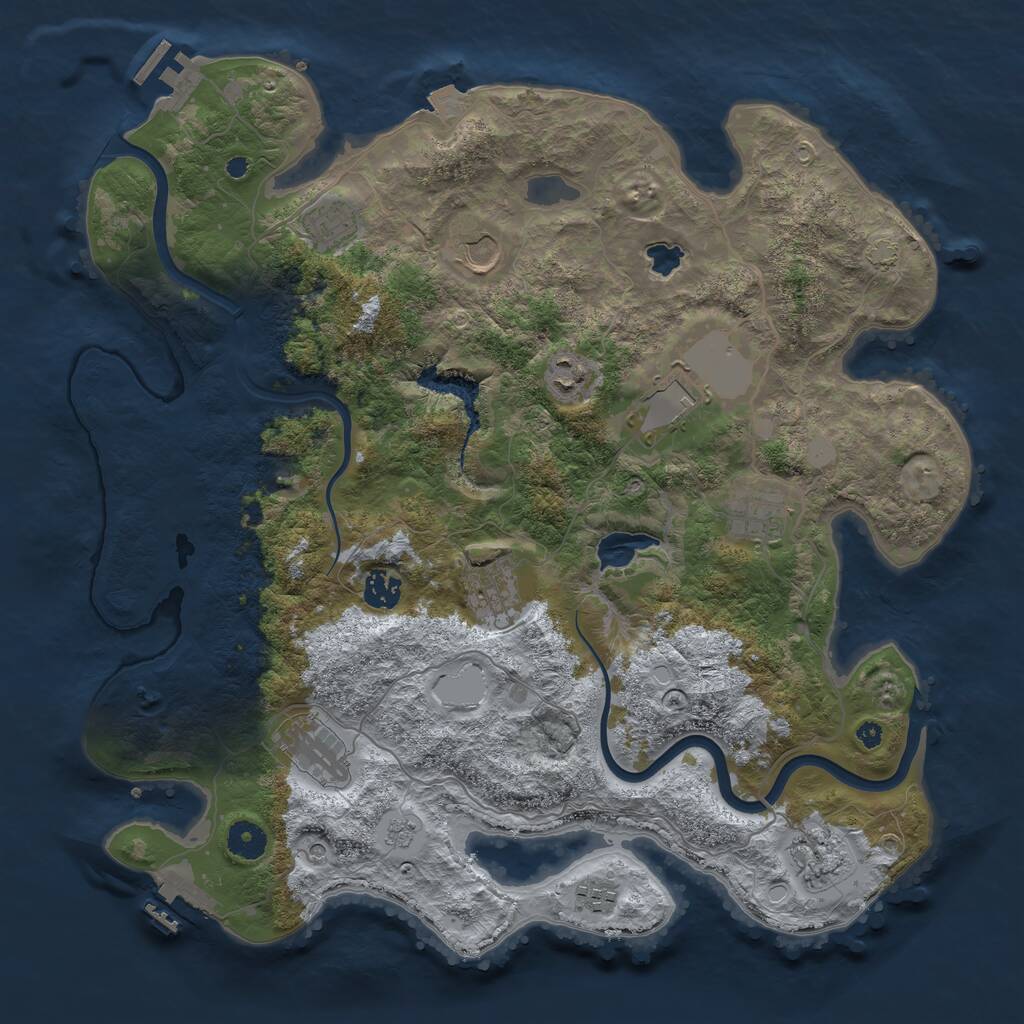 Rust Map: Procedural Map, Size: 4000, Seed: 1562476993, 16 Monuments