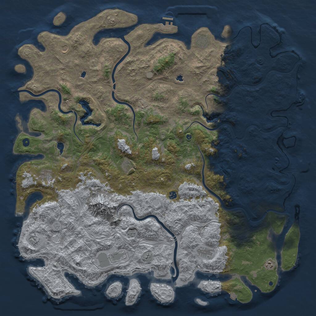 Rust Map: Procedural Map, Size: 6000, Seed: 8523, 17 Monuments