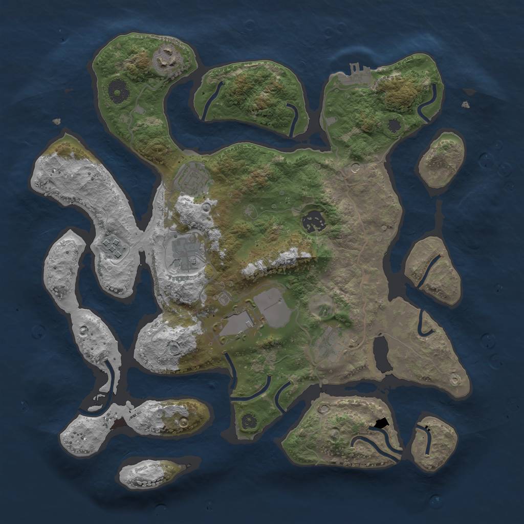 Rust Map: Procedural Map, Size: 3500, Seed: 5727, 11 Monuments