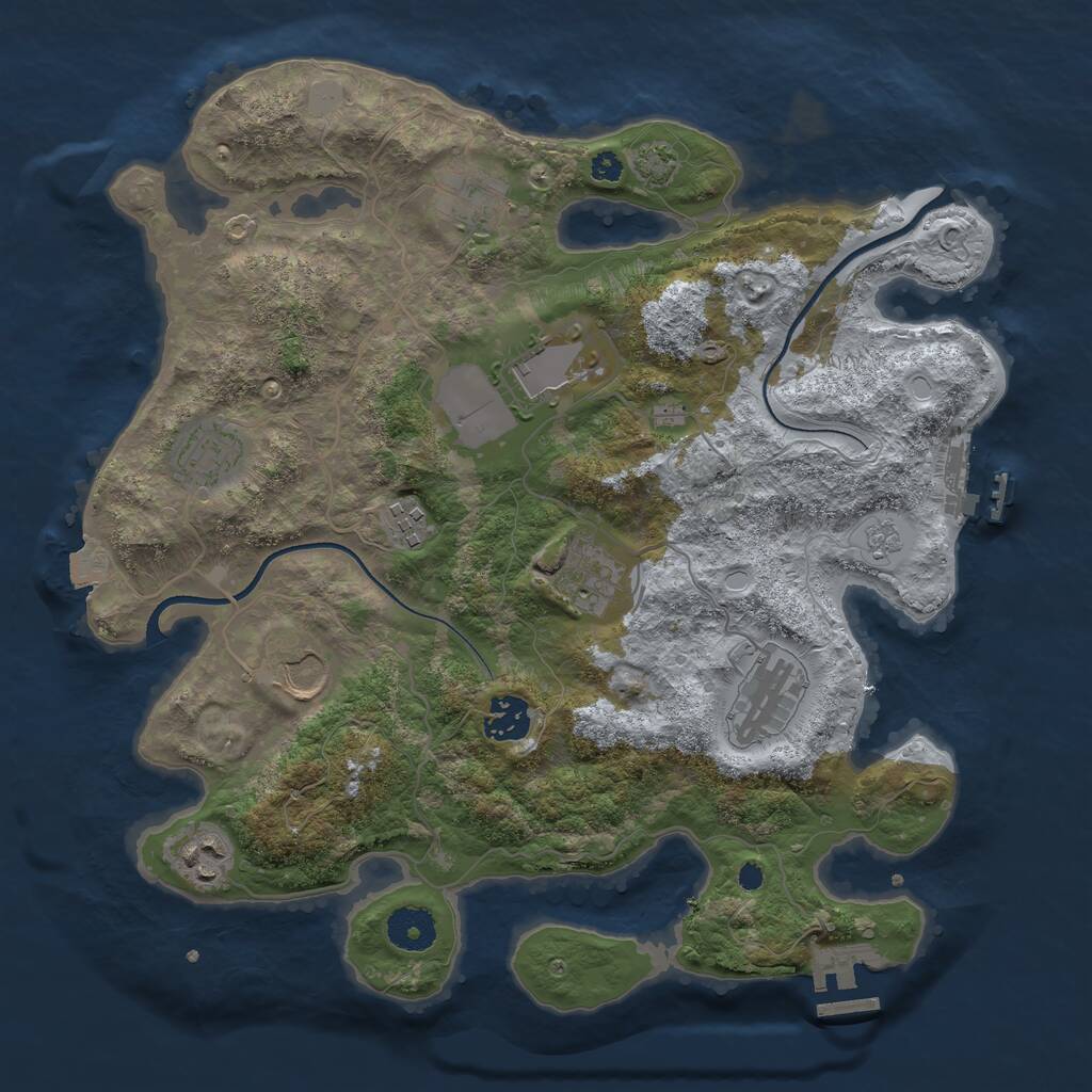 Rust Map: Procedural Map, Size: 3500, Seed: 544362, 14 Monuments