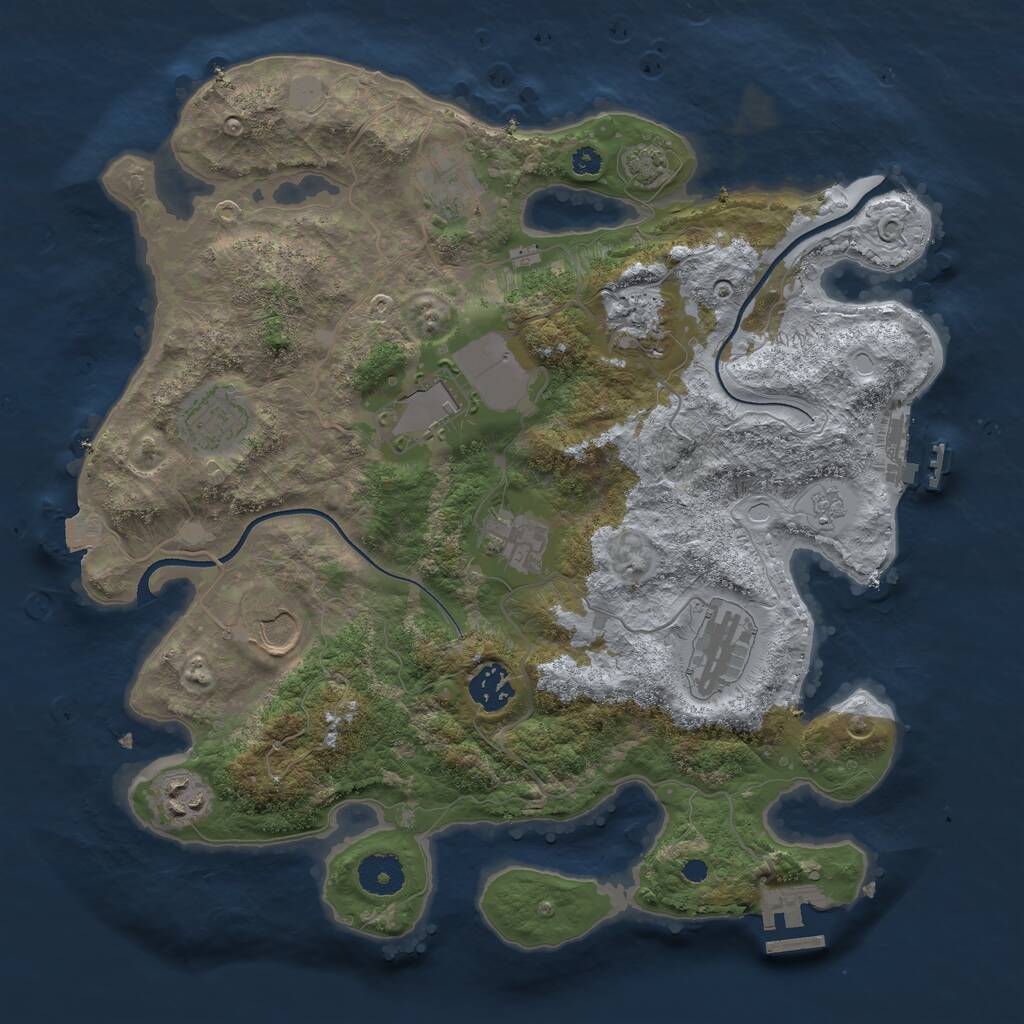 Rust Map: Procedural Map, Size: 3500, Seed: 544362, 14 Monuments