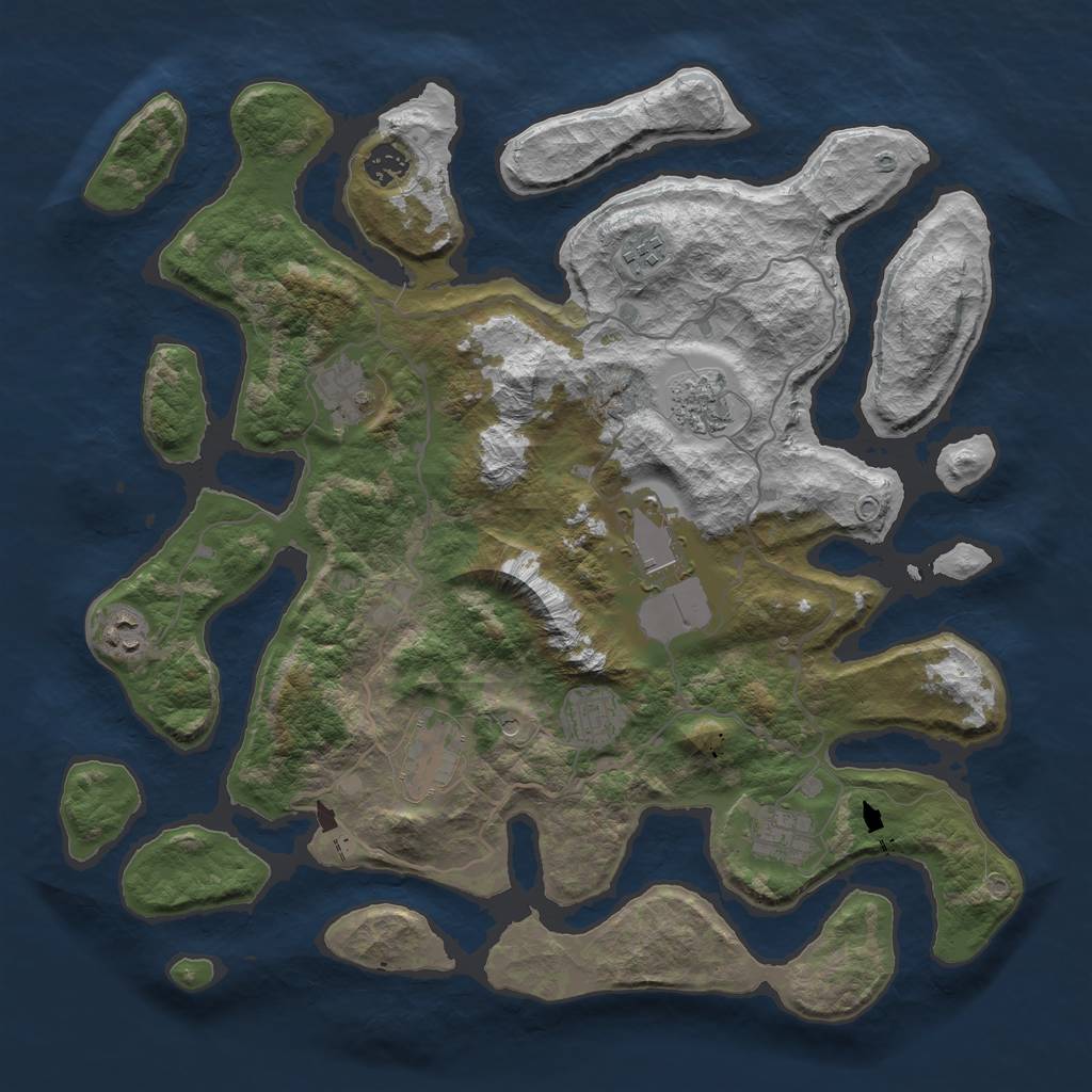 Rust Map: Barren, Size: 4000, Seed: 192333399, 12 Monuments