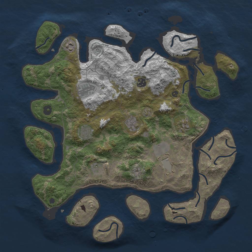 Rust Map: Procedural Map, Size: 4000, Seed: 219876543, 11 Monuments
