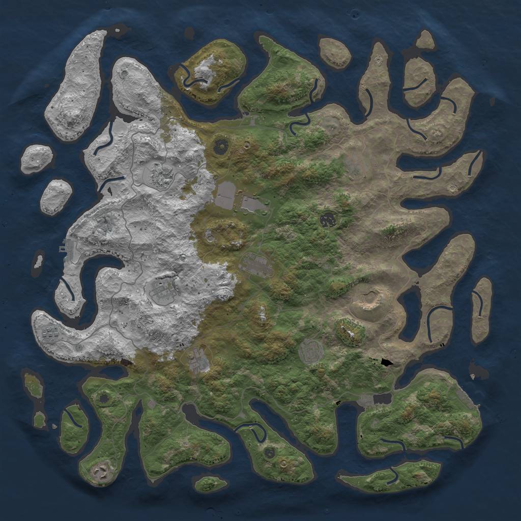 Rust Map: Procedural Map, Size: 5000, Seed: 1234678, 16 Monuments