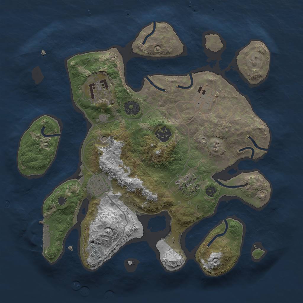 Rust Map: Procedural Map, Size: 3000, Seed: 1186154338, 10 Monuments
