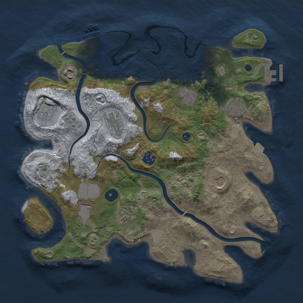 Rust Map: Procedural Map, Size: 3600, Seed: 346366161, 15 Monuments