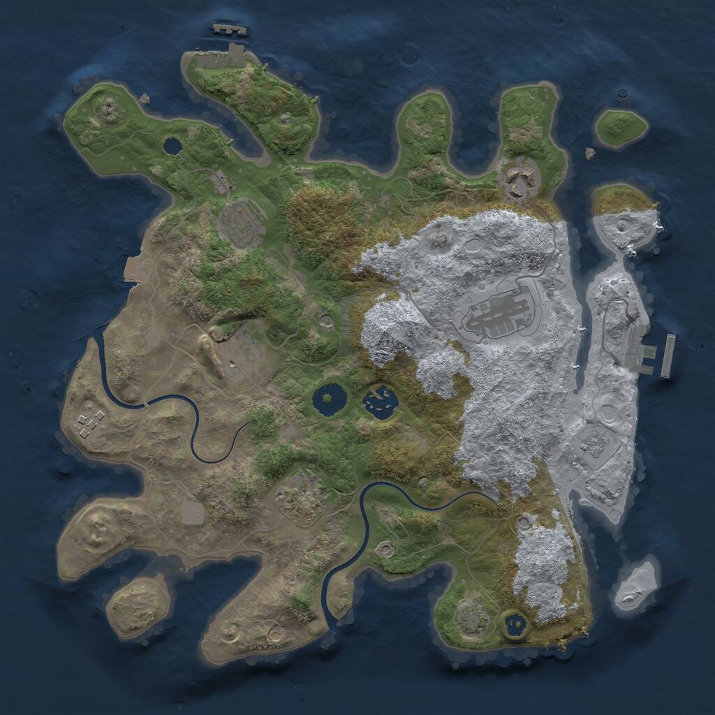 Rust Map: Procedural Map, Size: 3300, Seed: 119157259, 13 Monuments