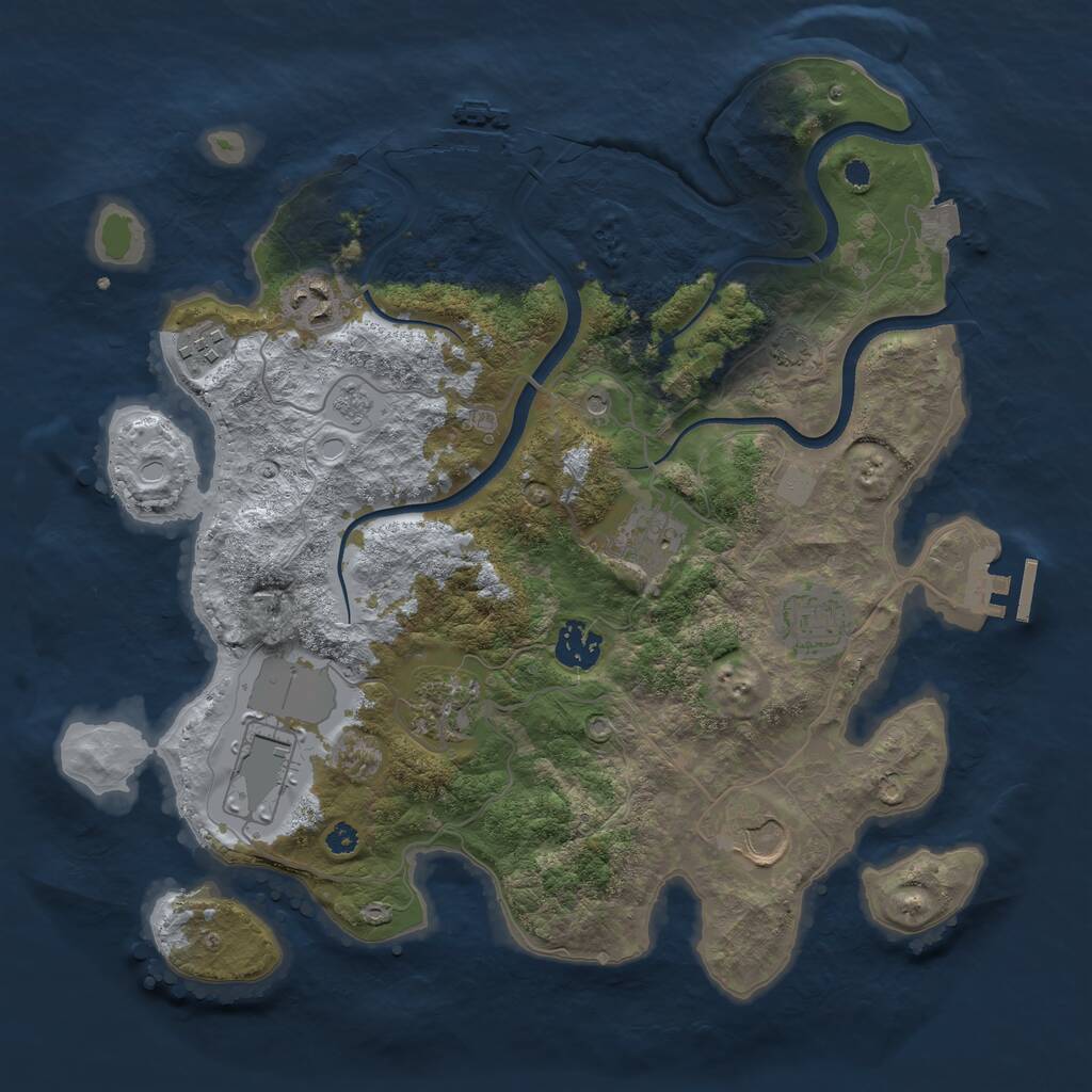 Rust Map: Procedural Map, Size: 3500, Seed: 2216, 14 Monuments