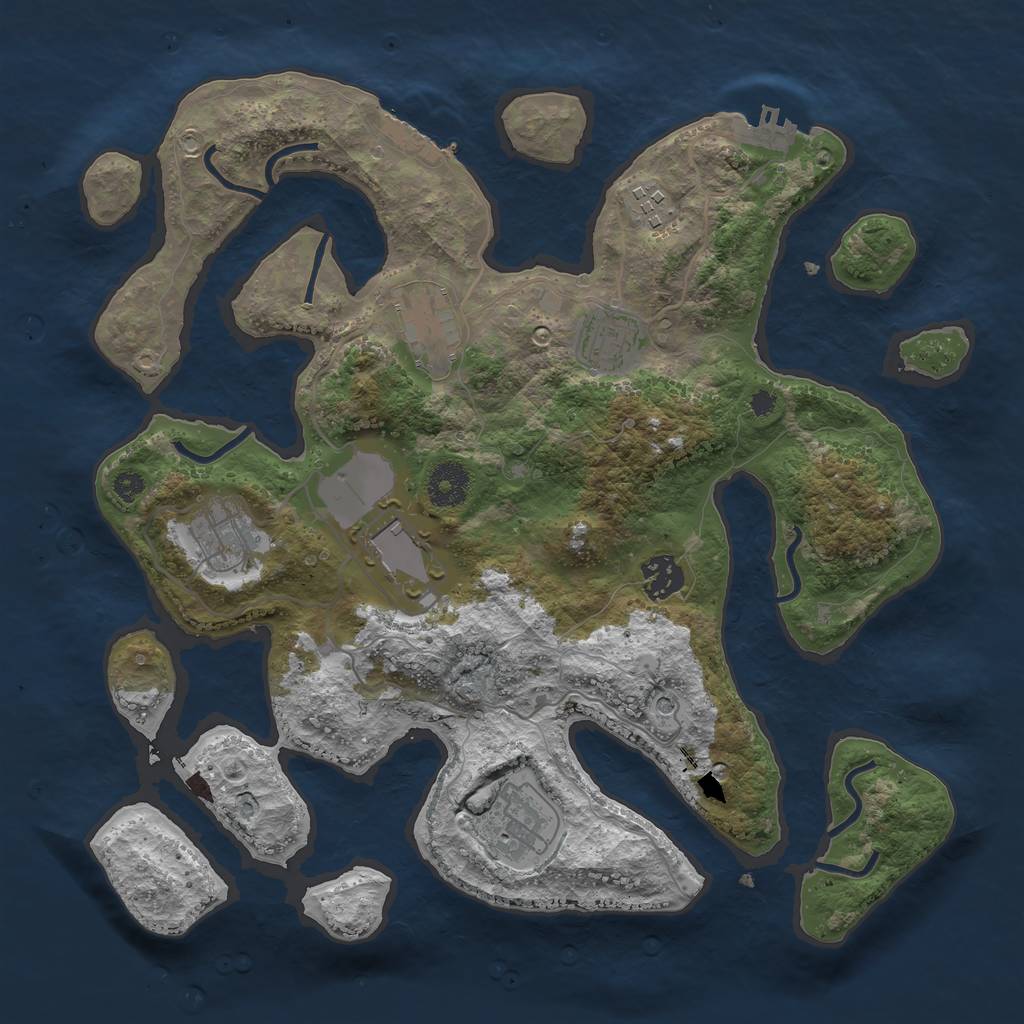 Rust Map: Procedural Map, Size: 3500, Seed: 88622411, 12 Monuments