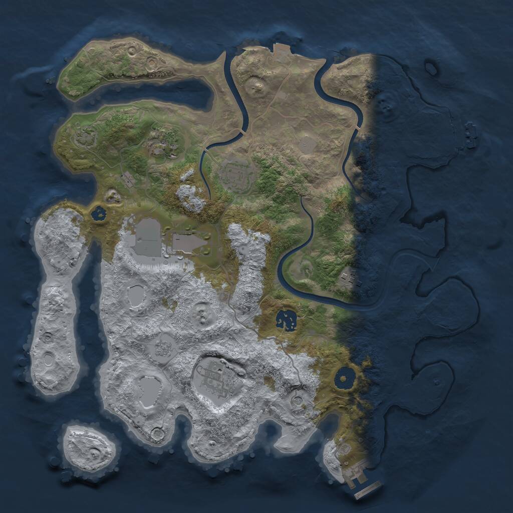 Rust Map: Procedural Map, Size: 3500, Seed: 2217, 12 Monuments