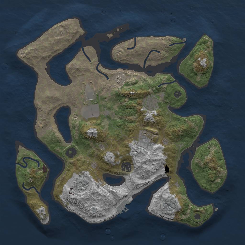 Rust Map: Procedural Map, Size: 3500, Seed: 670261, 10 Monuments