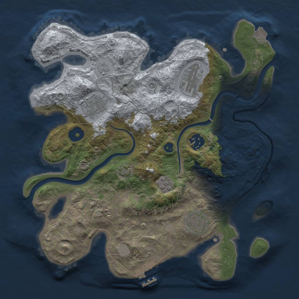 Rust Map: Procedural Map, Size: 3000, Seed: 1624941, 11 Monuments