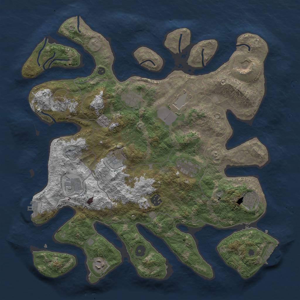 Rust Map: Procedural Map, Size: 4050, Seed: 1517528035, 16 Monuments