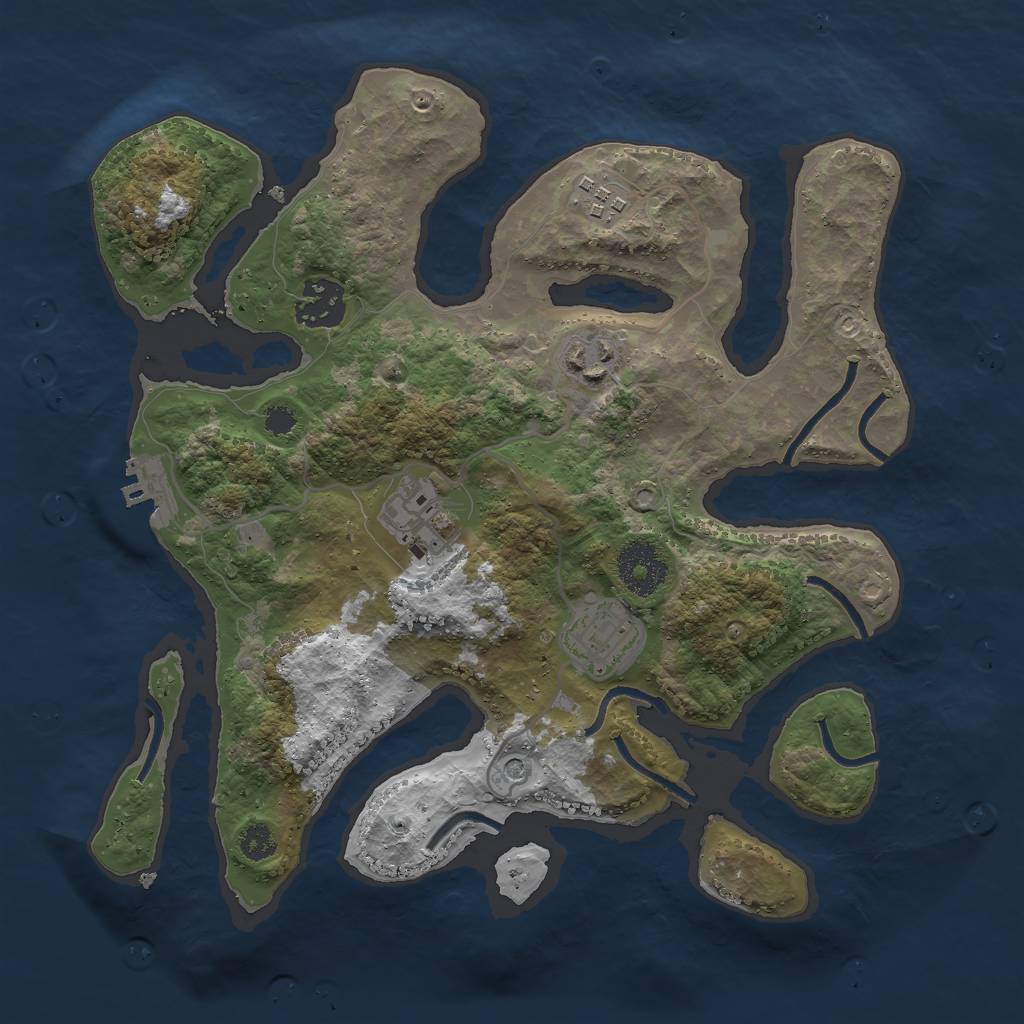 Rust Map: Procedural Map, Size: 3000, Seed: 934069, 9 Monuments