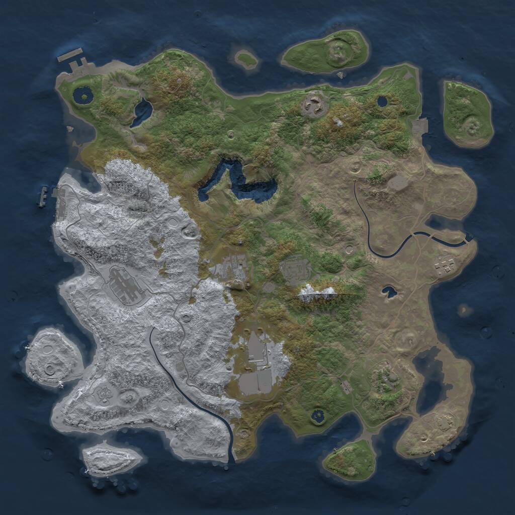 Rust Map: Procedural Map, Size: 4000, Seed: 6163, 13 Monuments