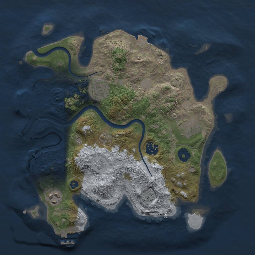 Rust Map: Procedural Map, Size: 3000, Seed: 1230063873, 11 Monuments