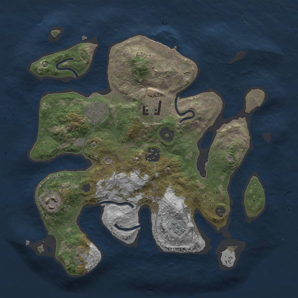 Rust Map: Procedural Map, Size: 3000, Seed: 1230063873, 9 Monuments