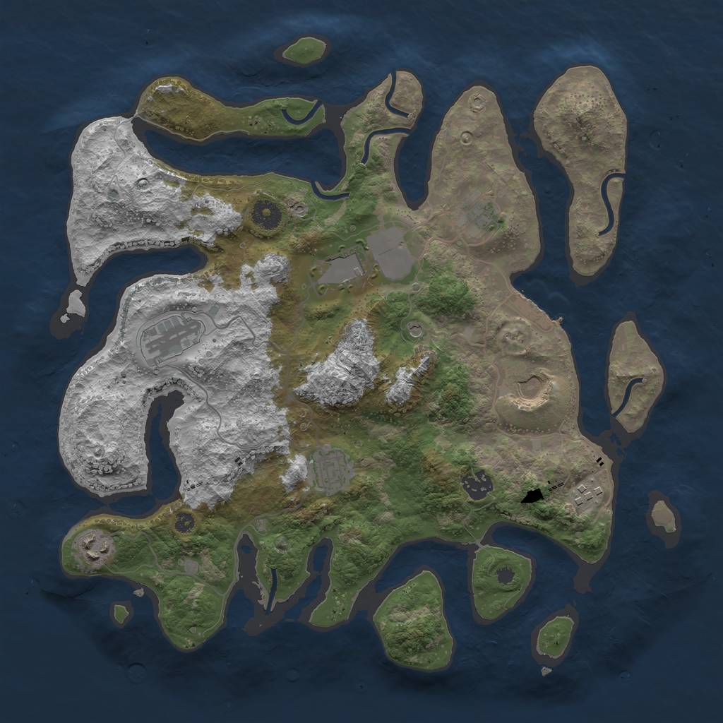 Rust Map: Procedural Map, Size: 3700, Seed: 5644, 12 Monuments