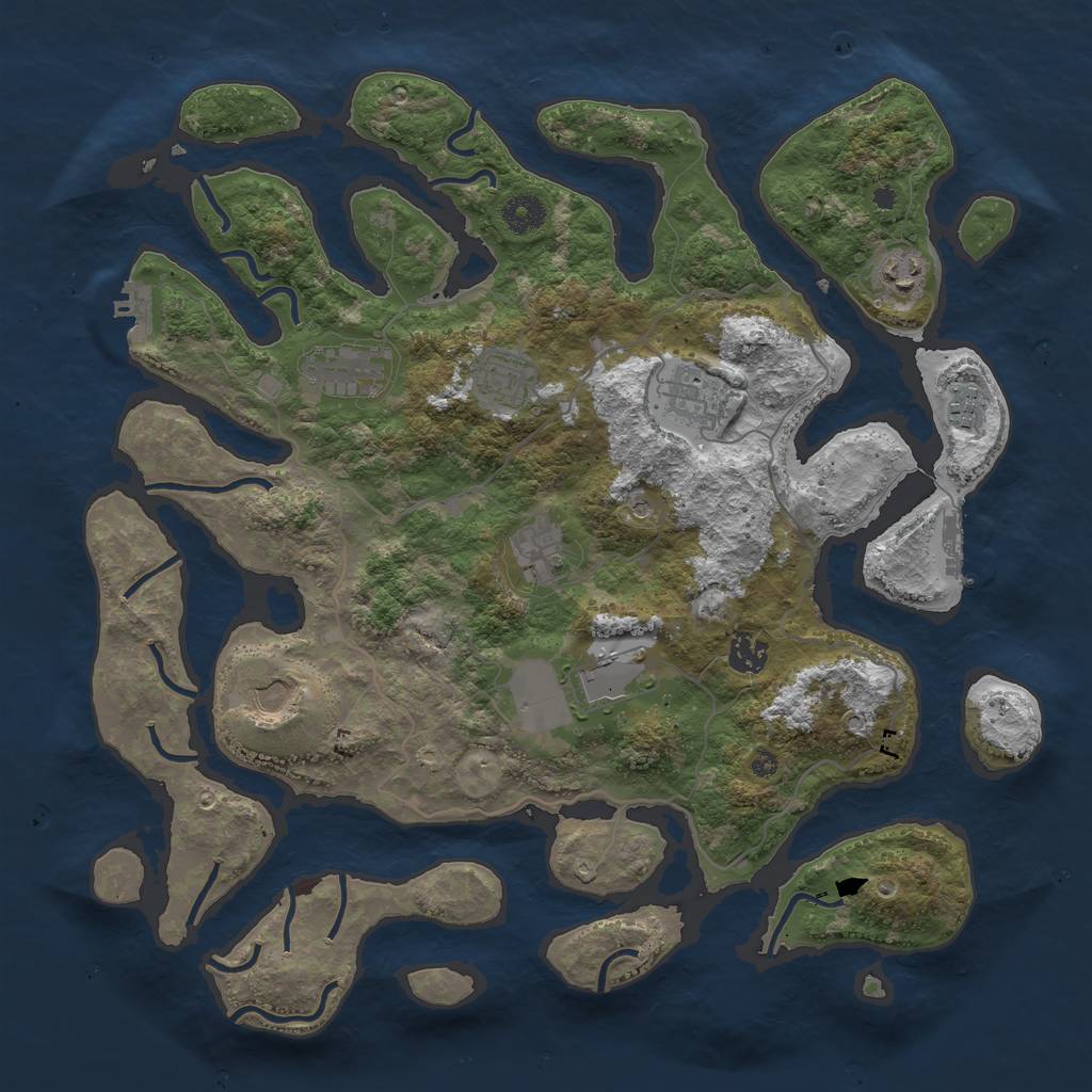 Rust Map: Procedural Map, Size: 4000, Seed: 201999917, 14 Monuments