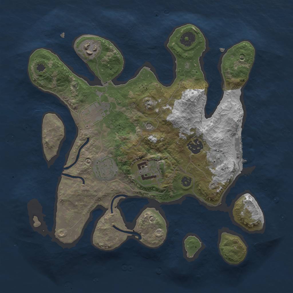 Rust Map: Procedural Map, Size: 3000, Seed: 657461194, 9 Monuments