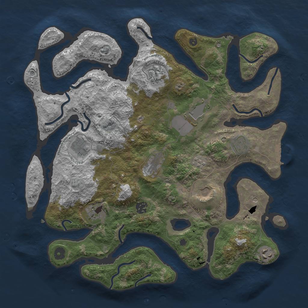 Rust Map: Procedural Map, Size: 3850, Seed: 1037903814, 14 Monuments