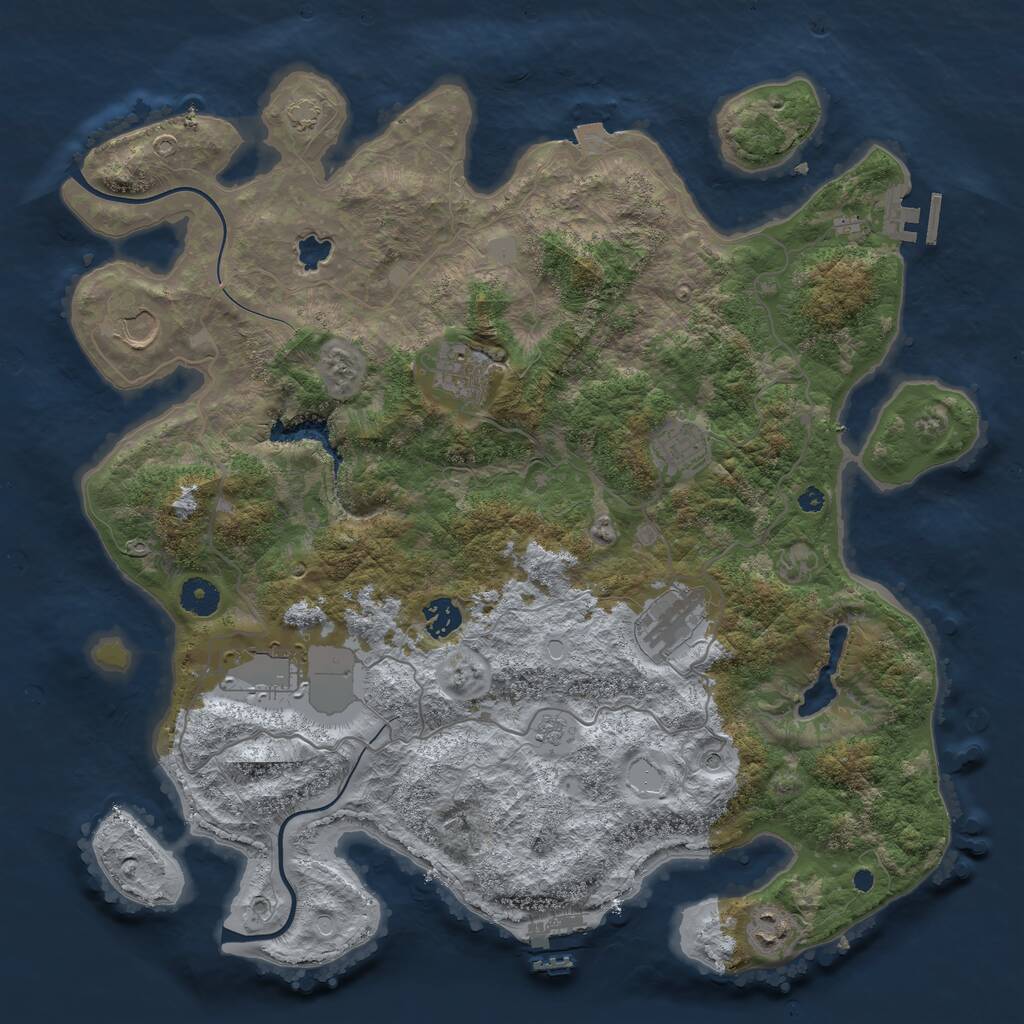 Rust Map: Procedural Map, Size: 4000, Seed: 1330097638, 13 Monuments