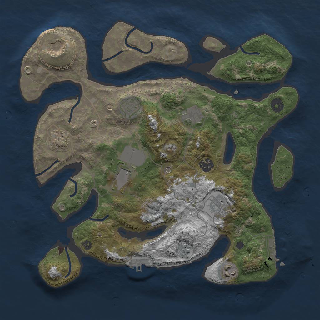 Rust Map: Procedural Map, Size: 3500, Seed: 14927, 14 Monuments