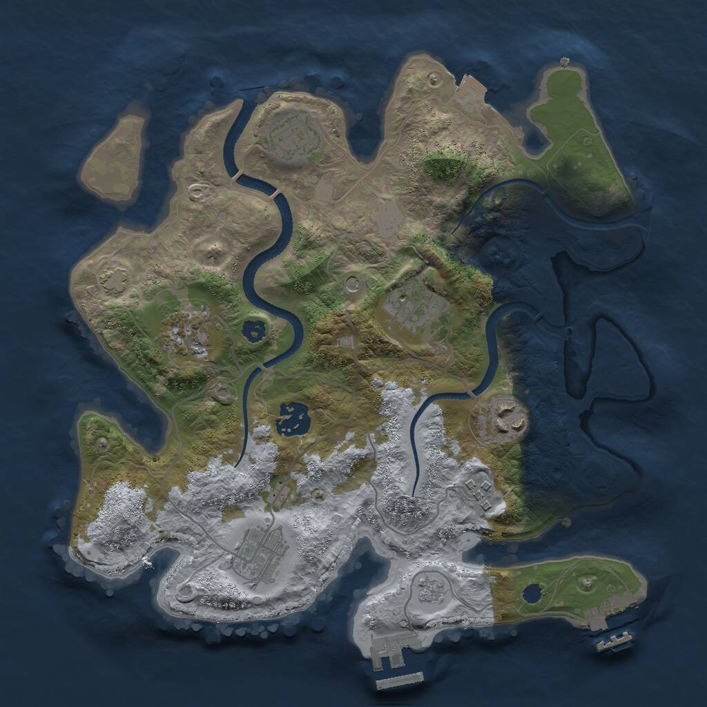 Rust Map: Procedural Map, Size: 3000, Seed: 366143020, 13 Monuments