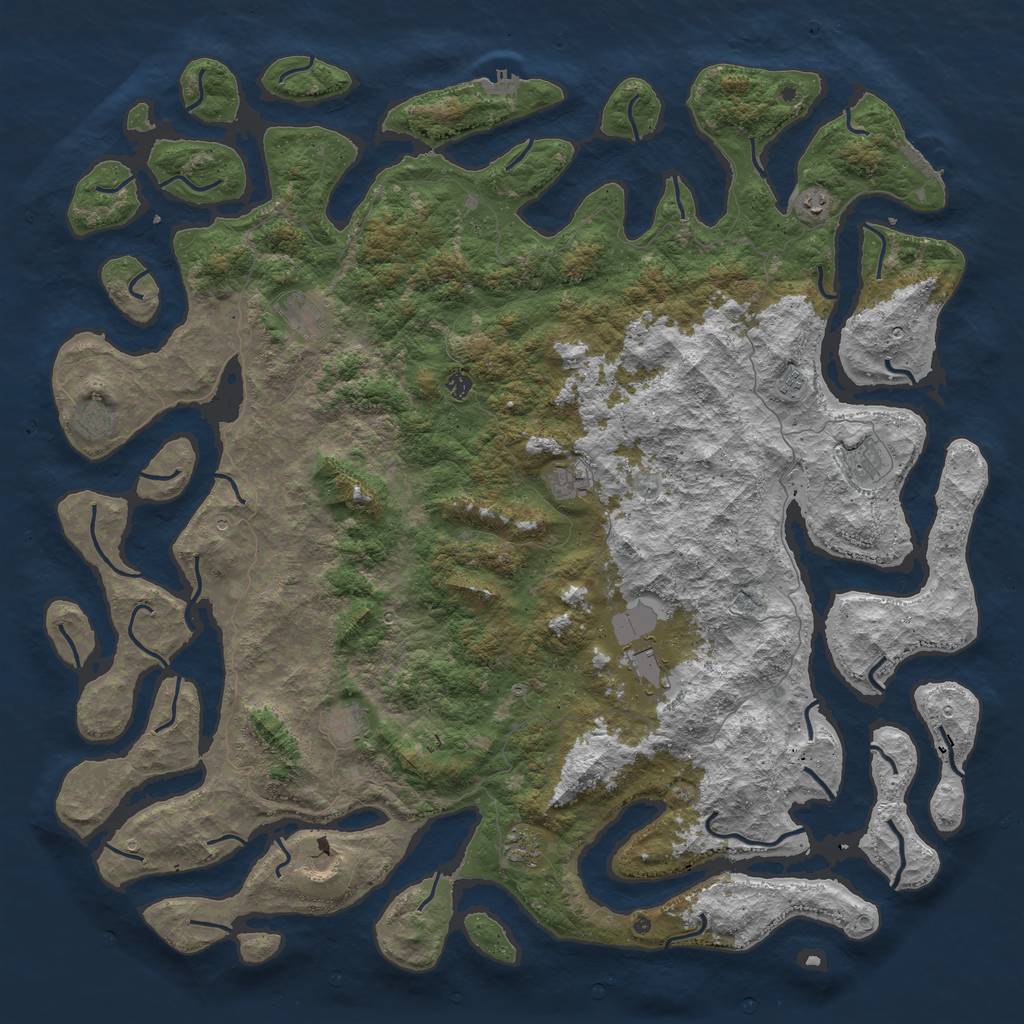 Rust Map: Procedural Map, Size: 6000, Seed: 11111989, 16 Monuments