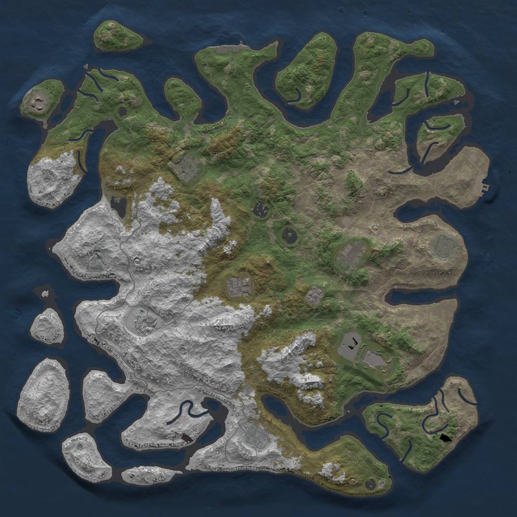 Rust Map: Procedural Map, Size: 5000, Seed: 11522, 15 Monuments